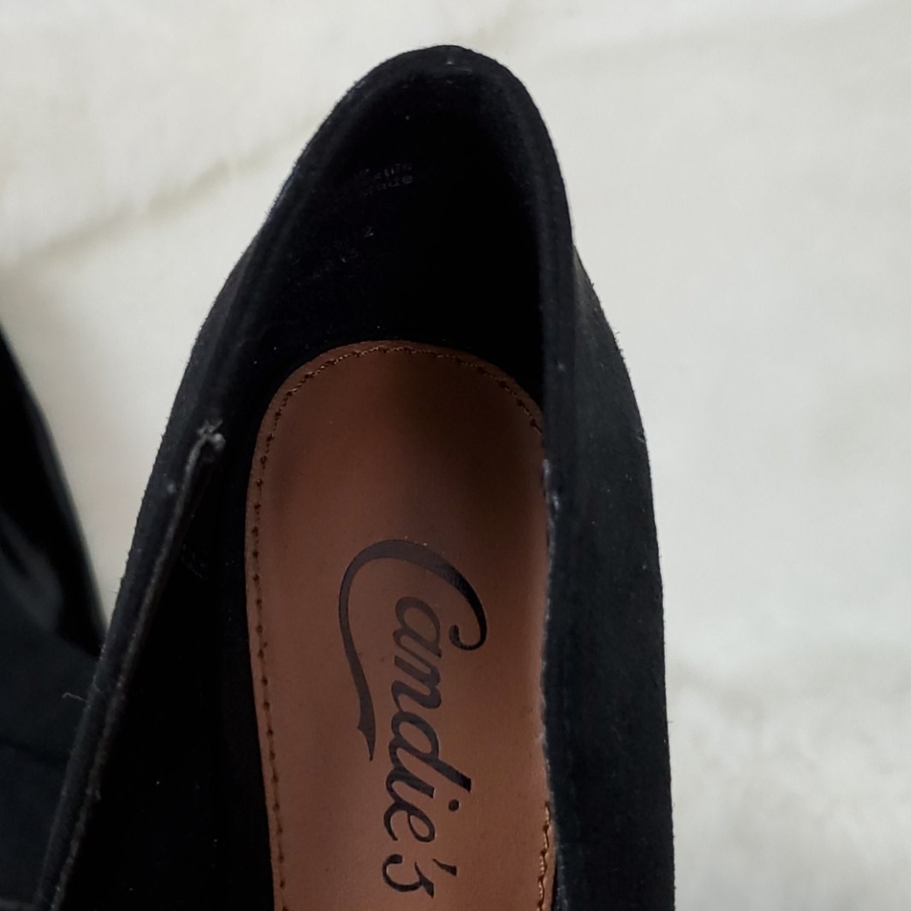 Candie's black suede wedge platform shoes size 7M - Picture 7 of 10